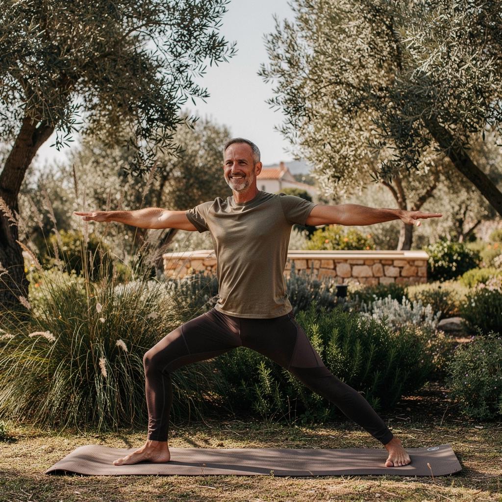 Δύο άτομα που προπονούνται σε ανοιχτό χώρο με βότανα γύρω τους